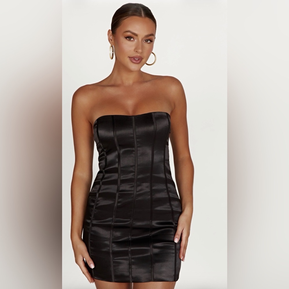 Meshki Amaya Lace Up Corset Mini Dress – Black – XXS